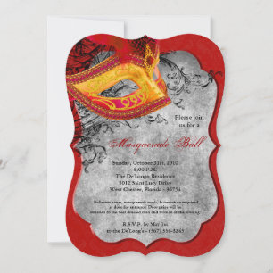 Red Masquerade Ball Mask Costume Halloween Part Invitation