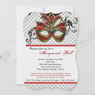 Red Masquerade Ball Mask Costume Halloween Part Invitation