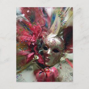 Red Masquerade Mask Fantasy Art Postcard