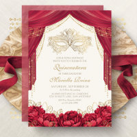 Red Masquerade Mask Modern Quinceanera