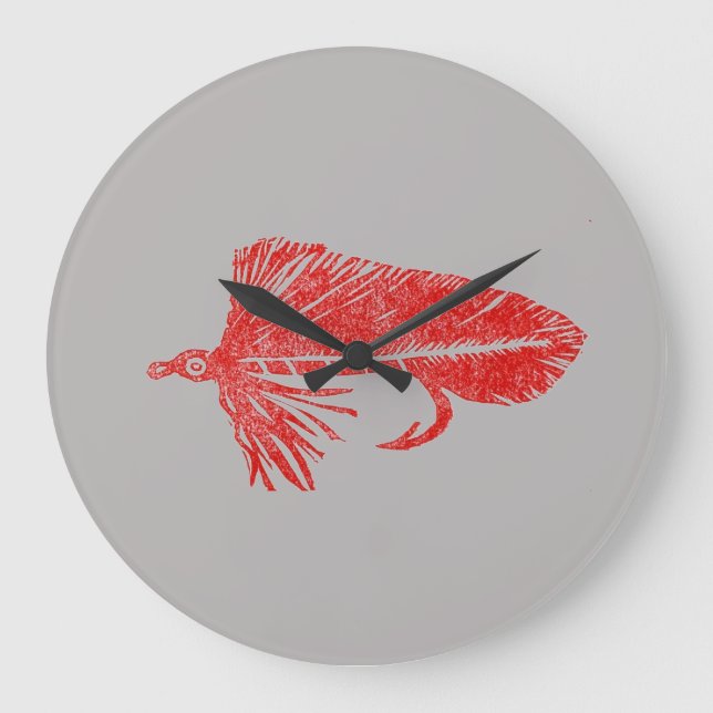 Red Matuka streamer fly tying & fishing Large Clock (Front)
