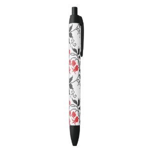 Red May lily Black Ink Pen