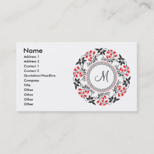 Red May lily ring Personalised Monogram Initial Business Card