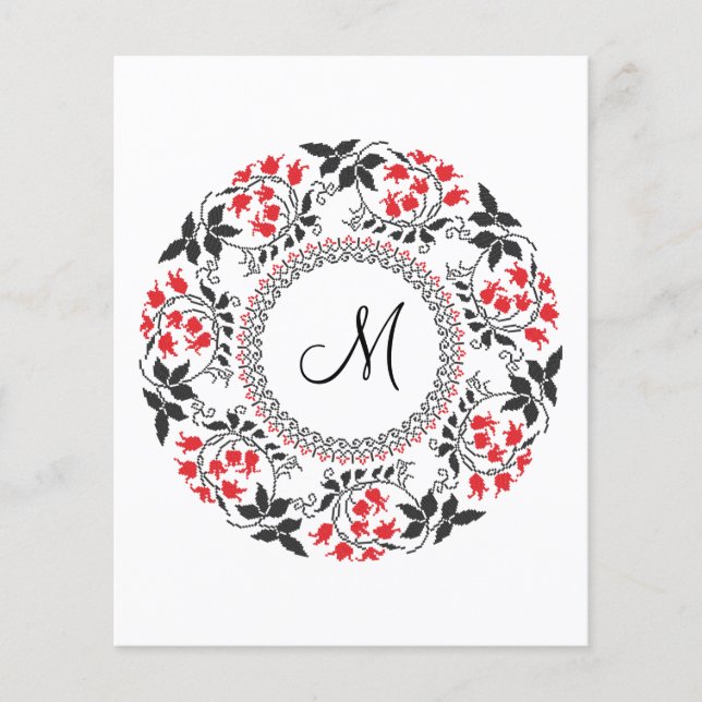 Red May lily ring Personalised Monogram Initial Flyer (Front)