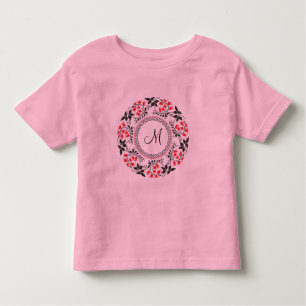 Red May lily ring Personalised Monogram Initial Toddler T-Shirt