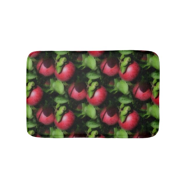 Red McIntosh Apples On Tree Nature Pattern Bath Mat (Front)