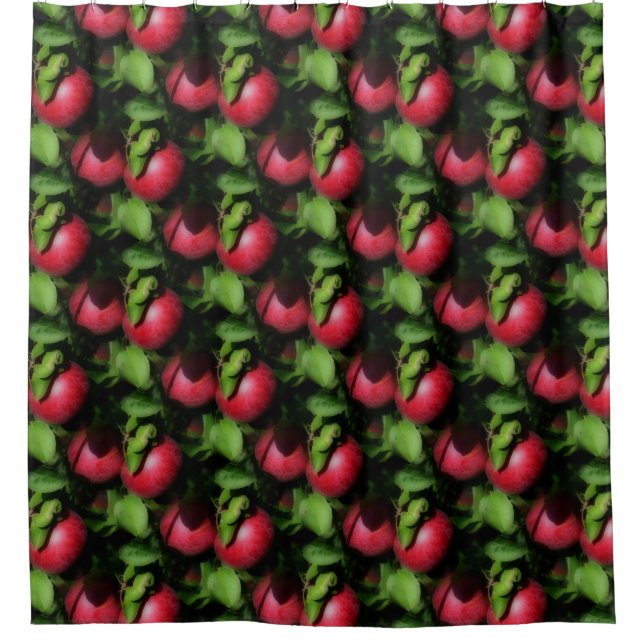 Red McIntosh Apples On Tree Nature Pattern  Shower Curtain (Front)
