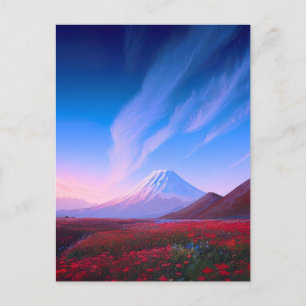 Red Meadow with a Snowy Mountain Horizon Holiday Postcard