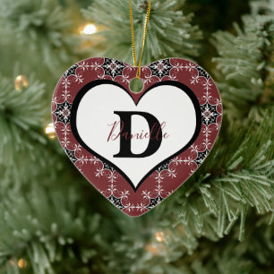 Red medallion personalised ceramic tree decoration