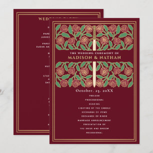 Red Mediaeval Gold Floral Sword Royal Wedding Programme