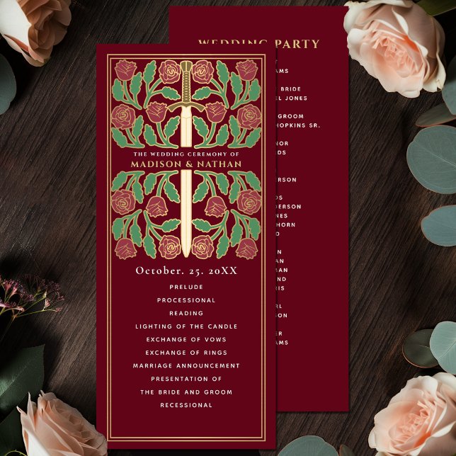 Red Mediaeval Gold Floral Sword Royal Wedding Programme (Creator Uploaded)