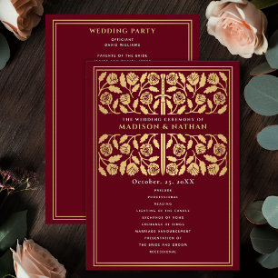 Red Mediaeval Gold Sword Royal Wedding Programme
