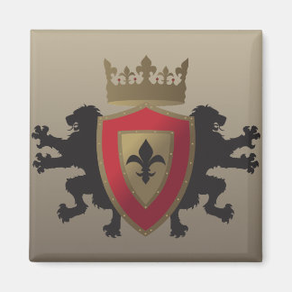 Red Mediaeval Lion Heraldry Magnet