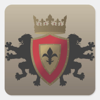 Red Mediaeval Lion Heraldry Stickers