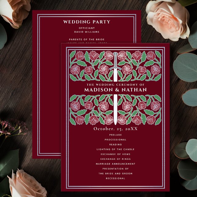Red Mediaeval Silver Floral Sword Royal Wedding Programme (Creator Uploaded)