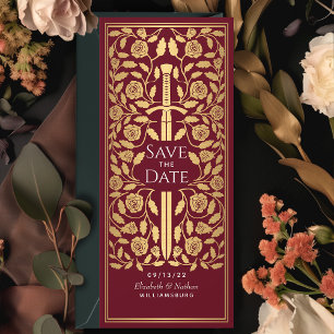 Red Mediaeval Sword Save the Date Invitation
