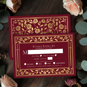 Red Mediaeval Sword Wedding RSVP Enclosure Card
