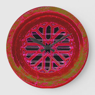 red mediaeval window clock