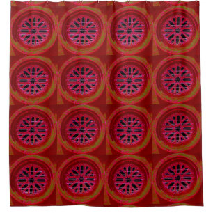 red mediaeval windows shower curtain