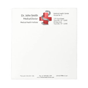 Red Medical Cross Symbol Serpent Silver Snake Notepad