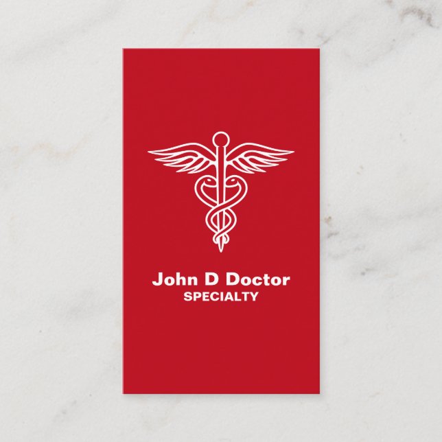 Red medical doctor or healthcare business card (Front)