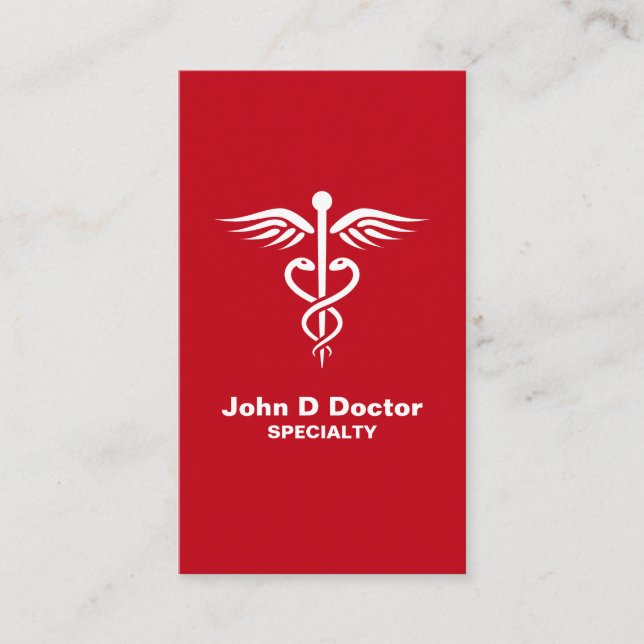 Red medical doctor or healthcare business cards (Front)