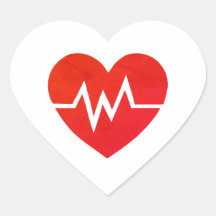 Red Medical EKG Heart Stickers