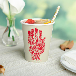 Red Medical Hand Symbol Healthcare Paper Cups