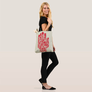 Red Medical Hand Symbol Healthcare Tote Bag