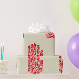 Red Medical Hand Symbol Healthcare Wrapping Paper