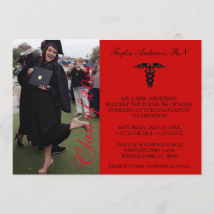 Red Medical RN School Graduation Announcement