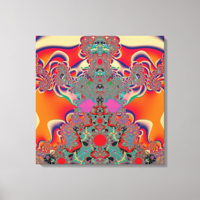 Red Meditation Fractal Abstract Art Canvas Print (Front)