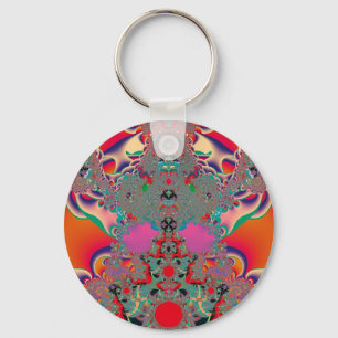Red Meditation Fractal Abstract Art Key Ring