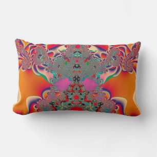 Red Meditation Fractal Abstract Art Lumbar Cushion