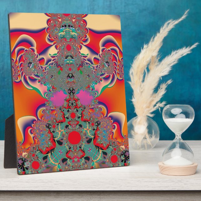 Red Meditation Fractal Abstract Art Plaque (Side)