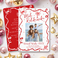 Red Mele Kalikimaka Photo Hand Drawn Christmas