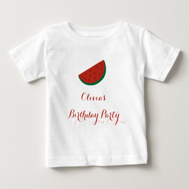 Red Melon Watermelon Summer Birthday Party Baby T-Shirt (Front)