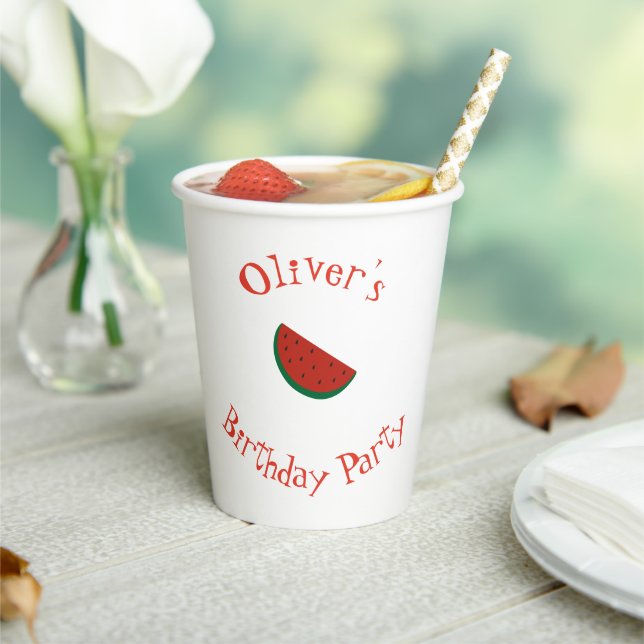 Red Melon Watermelon Summer Birthday Party Paper Cups (Insitu)