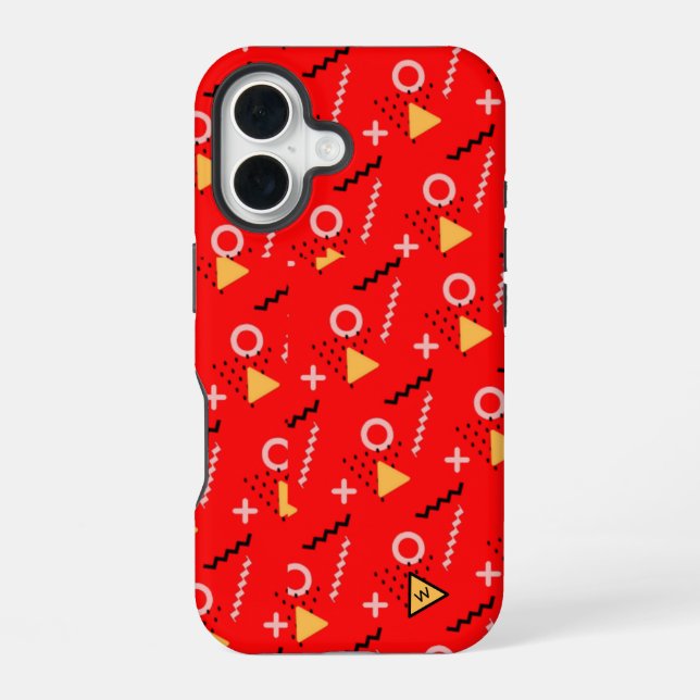 Red Memphis Monogram Case-Mate iPhone Case (Back)
