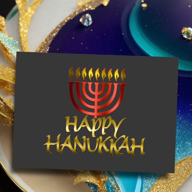Red Menorah Flames Happy Hanukkah Card (Creator Uploaded)