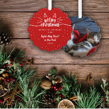 Red Meowy Christmas Cat Photo Christmas