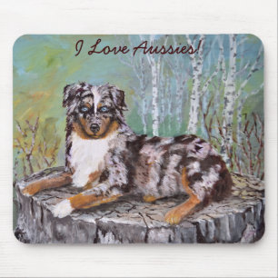Red Merle Aussie - Beautiful Flower Mouse Pad