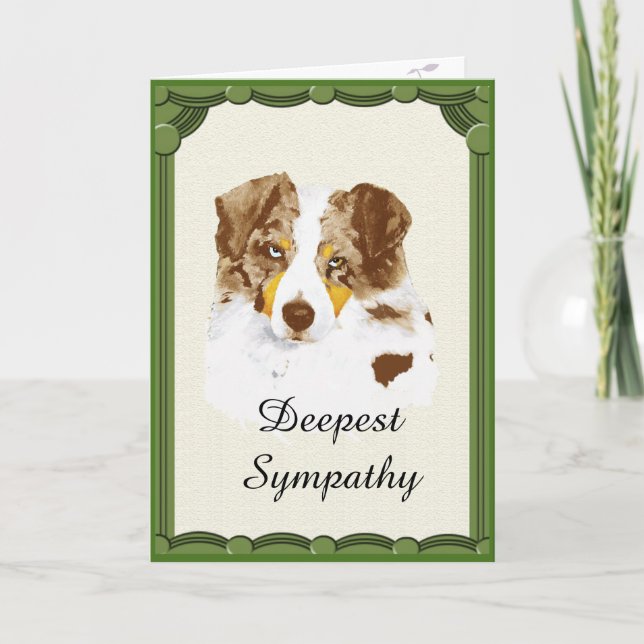 Red Merle Aussie Sympathy custom greeting cards (Front)