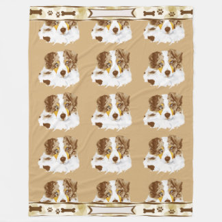 Red Merle Aussie w/Tan Leaves cust. Fleece Blanket