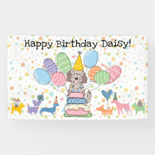 Red Merle Goldendoodle Dog Birthday Party Banner