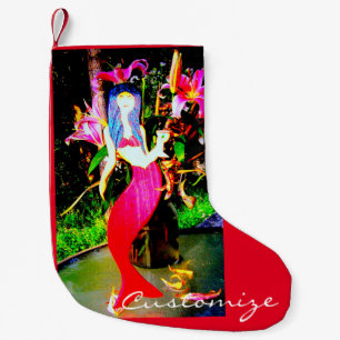 Red mermaid beauty partying Thunder_Cove Small Christmas Stocking