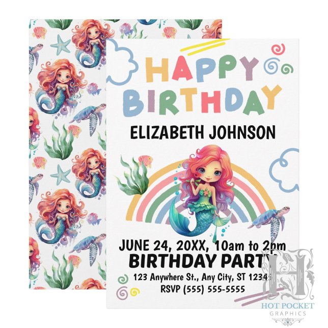 Red Mermaid Birthday Invitation (Creator Uploaded)