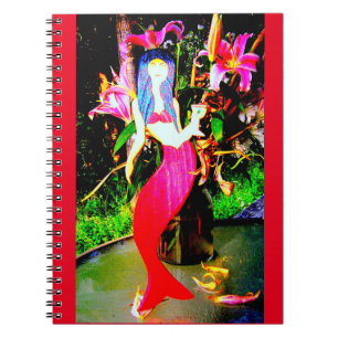 red mermaid partying notebook