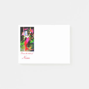 red mermaid partying post-it notes