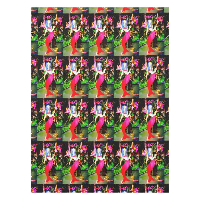 red mermaids partying tablecloth (Front)